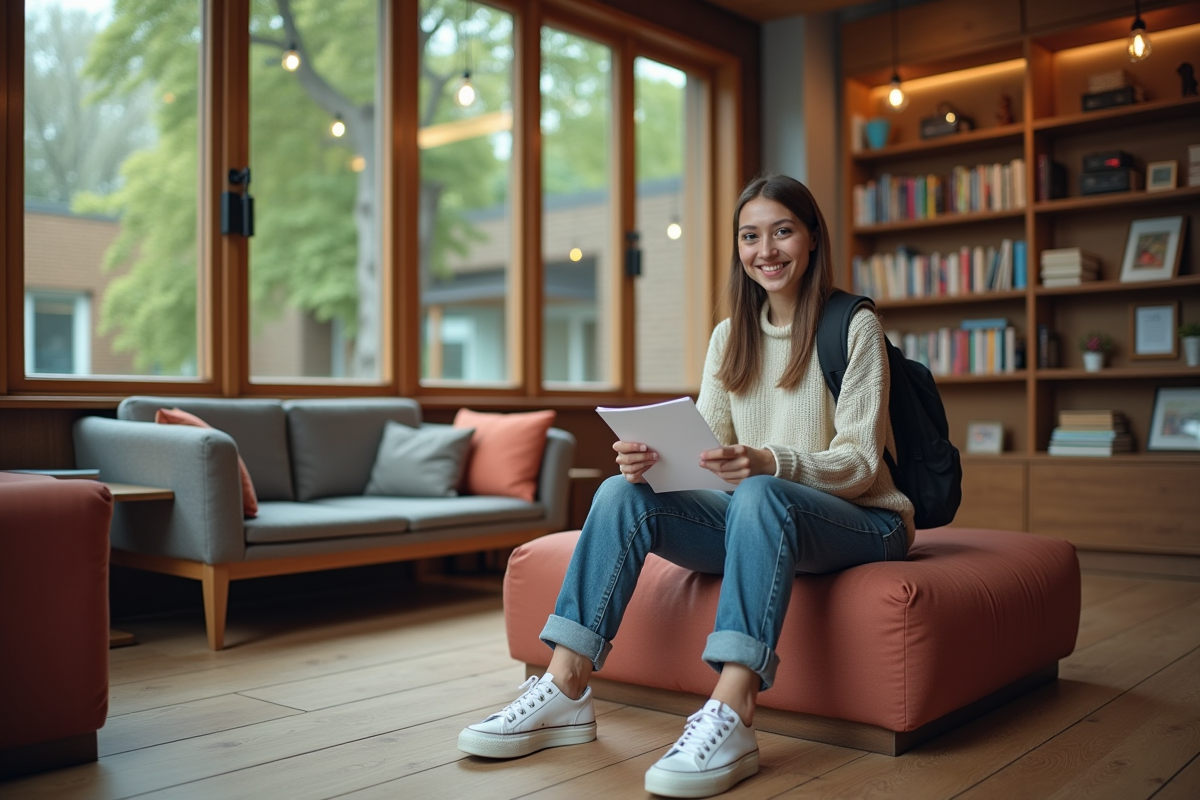 Femme seule remplissant un formulaire dans une auberge