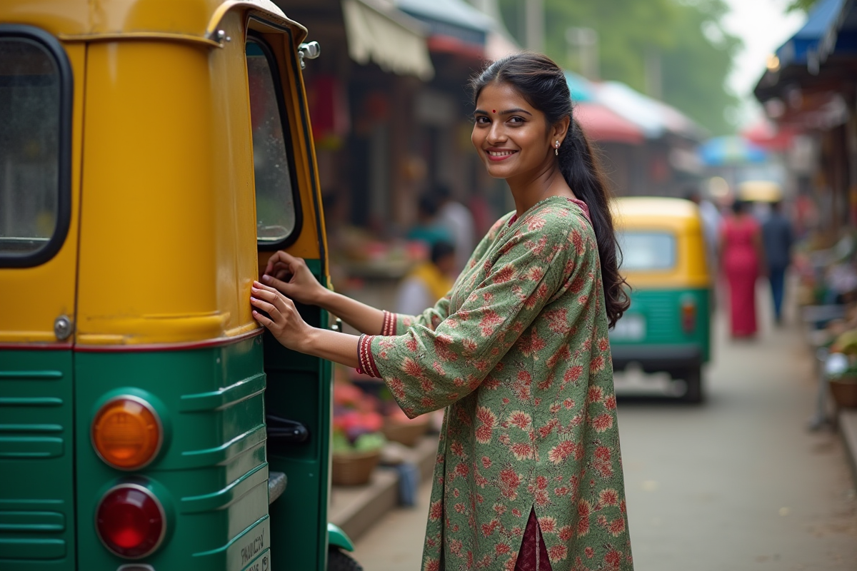 Jeune femme indienne près d